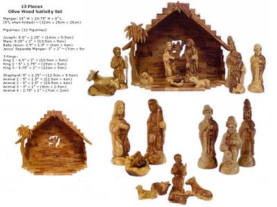Olive Wood Deluxe NATIVITY SCENE hand carved in Bethlehem Olive Wood Deluxe NATIVITY SCENE hand carved in Bethlehem