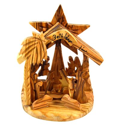 Olive Wood nativity set from Bethlehem 4.5" H 