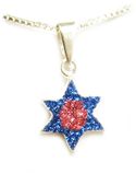 Silver Jewish Star of David pendant 13mm w CZ and 18" chain