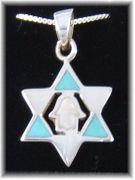 Silver Star of David with Hamsa necklace from Israel