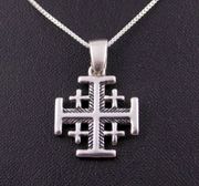 Solid Sterling silver 925 Holy Land Jerusalem Cross pendant 15 mm 18" necklace Solid Sterling silver 925 Holy Land Jerusalem Cross pendant 15 mm 18" necklace