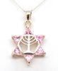 Star of David pendant with the Menorah from Israel 925 sterling silver with pink CZ Star of David pendant with the Menorah from Israel 925 sterling silver with pink CZ