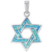 Star of David with opal sterling silver pendant with 18" sterling silver necklace from Israel 