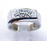 Sterling silver & 14k Gold letters Kabbalah Protection Ring made in Israel size 7.5