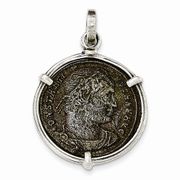 Sterling Silver Antiqued Roman Bronze Constantine I Coin Pendant