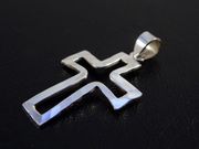 Sterling silver cross pendant 11/4" 