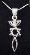 925 Sterling Silver Grafted In Messianic Seal Pendant Height 1.25 inch / 30 mm 1/8 inch deep 18" necklace