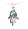 Sterling Silver Hamsa necklace hand Amulet Turquoise made in Israel Sterling Silver Hamsa necklace hand Amulet Turquoise made in Israel