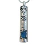 Sterling silver Mezuzah Necklace with Grafted In. Sterling silver and Roman glass 