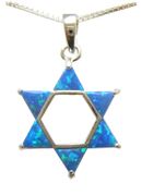 Sterling silver Star of David necklace with opal gemstone 1.25" Sterling silver Star of David necklace with opal gemstone 1.25"