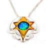 Sterling silver two tone Star of David with Opal necklace 18" Sterling silver two tone Star of David with Opal necklace 18"
