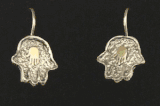 Sterling silver with 14k gold Hamsa chamsa earring set  3/4" without the hook