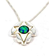 Sterling silver with Opal Star of David necklace 18" from Israel 