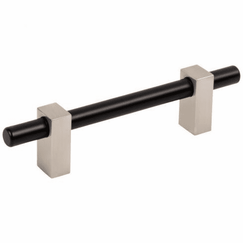 Jeffrey Alexander 478-96MBSN 96 mm Center-to-Center Matte Black with Satin Nickel Larkin Cabinet Bar Pull