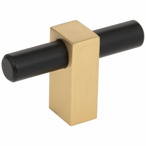 Jeffrey Alexander 478T-MBBG 2-3/8" Overall Length Matte Black with Brushed Gold Larkin "T" Knob