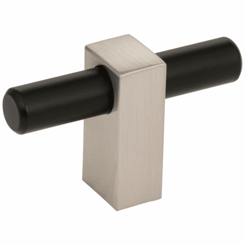 Jeffrey Alexander 478T-MBSN 2-3/8" Overall Length Matte Black with Satin Nickel Larkin "T" Knob