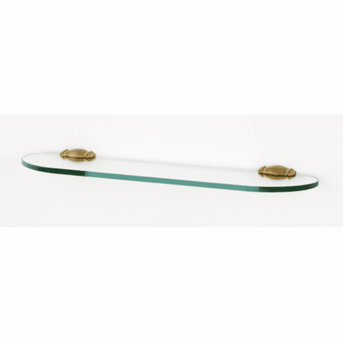 Alno A6750-18-SB Charlie'S Bath 18" Glass Shelf w/Brackets, Satin Brass UPC: 785584093166