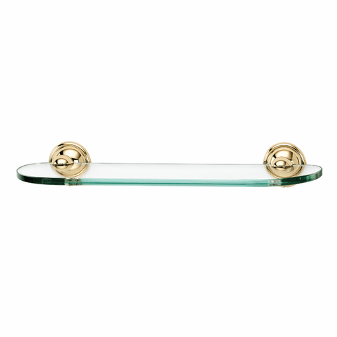Alno A9250-18-PB Yale Bath 18" Glass Shelf w/Brackets, Polished Brass UPC: 785584920813