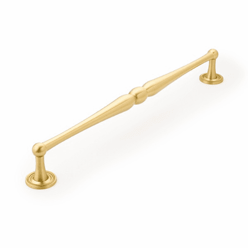 Schaub 578-SB Atherton, Appliance Pull, 15" cc with knurled footplate, Satin Brass