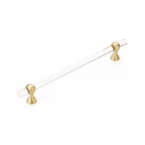 Schaub 412-SB Lumiere Transitional, Acrylic Appliance Pull, 12" cc, with Satin Brass stem