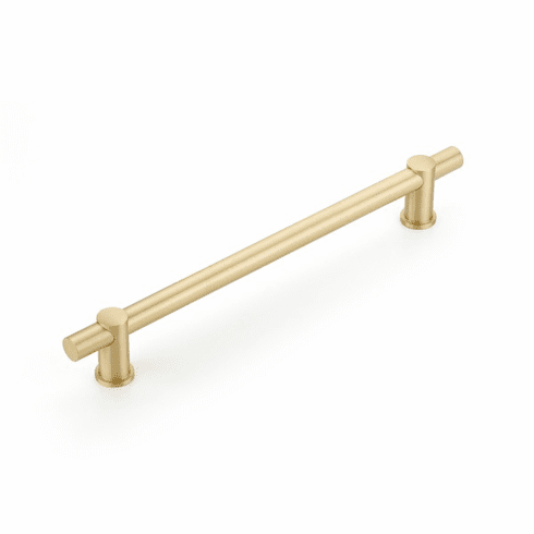 Schaub 422-SB Fonce' Appliance Pull, 12" cc, with Satin Brass bar and Satin Brass stems..