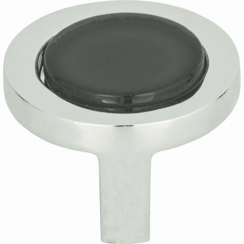 Atlas Homewares 229-BLK-CH Spa 1-1/4" Diameter Round Knob Polished Chrome
