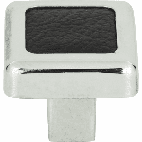 Atlas Homewares 3149-BL Paradigm 1 1/4" Length Square Knob CH & Black Leather