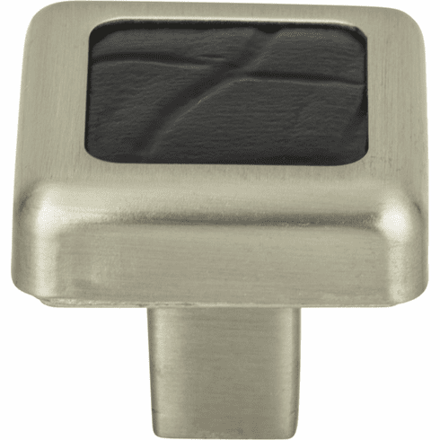 Atlas Homewares 3149-BN-CRC Paradigm 1 1/4" Length Square Knob BN & Black Croc Leather