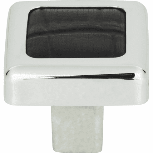 Atlas Homewares 3149-CROC Paradigm 1 1/4" Length Square Knob CH & Black Croc Leather