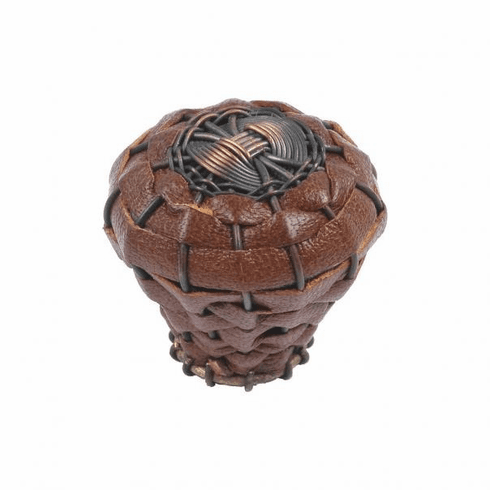 Atlas Homewares 3173-O Hamptons Saddle Leather Knob 1 1/2 Inch - Aged Bronze **DISCONTINUED**LIMITED AVAILABILITY**