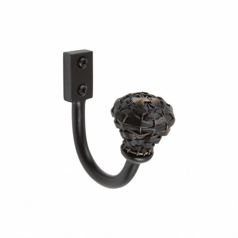 Atlas Homewares 3182-O Hamptons Expresso Leather Hook 3 Inch - Aged Bronze **DISCONTINUED**LIMITED AVAILABILITY**