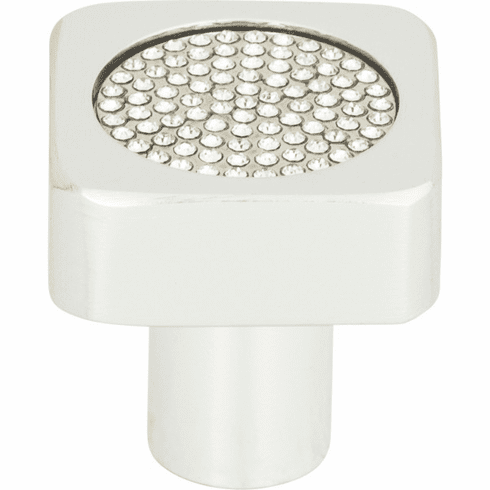 Atlas Homewares 3193-MC Crystal 1" Length Square Knob Matte Chrome