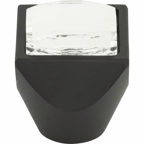 Atlas Homewares 3196-BL Crystal 1" Length Square Knob Matte Black