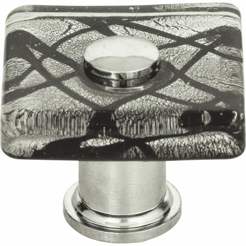 Atlas Homewares 3207-CH Eclipse Glass Square Knob 1 1/2 Inch - Polished Chrome