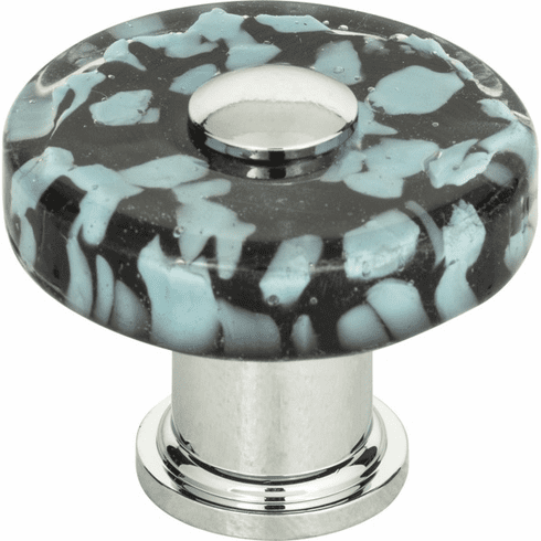 Atlas Homewares 3226-CH Marine Glass Round Knob 1 1/2 Inch - Polished Chrome