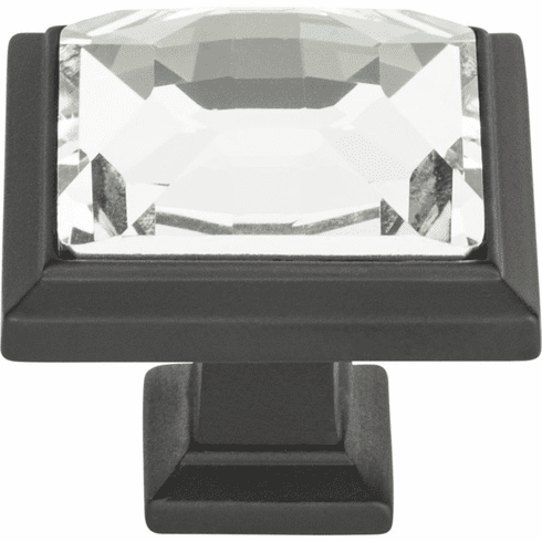 Atlas Homewares 340-BL Legacy Crystal 1 5/16" Length Square Knob Matte Black