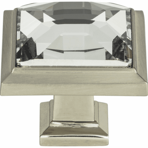 Atlas Homewares 340-BRN Legacy Crystal 1 5/16" Length Square Knob Brushed Nickel