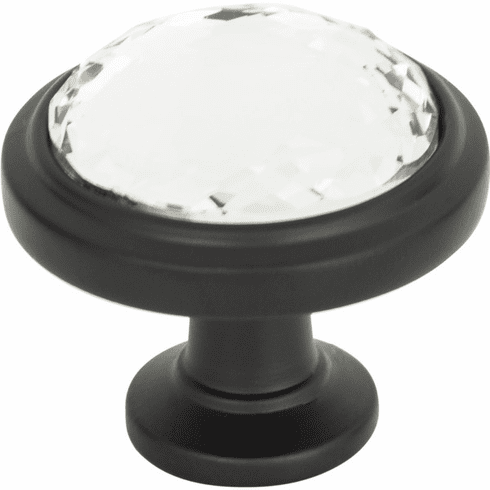 Atlas Homewares 343-BL Legacy Crystal 1 5/16" Diameter Round Knob Matte Black