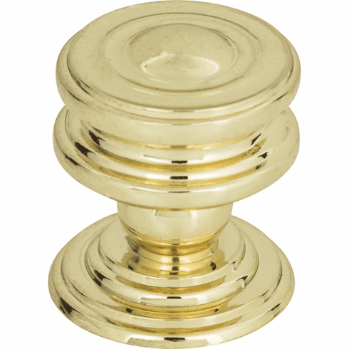 Atlas Homewares 376-PB Campaign 1 1/4" Diameter Round Knob Polished Brass