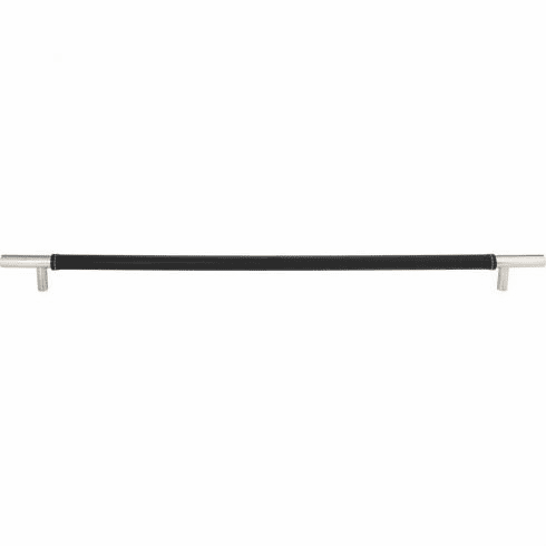 Atlas Homewares AP05-BL-CH Zanzibar Black Appliance Pull 17 Inch (c-c) Leather - Polished Chrome **DISCONTINUED**LIMITED AVAILABILITY**