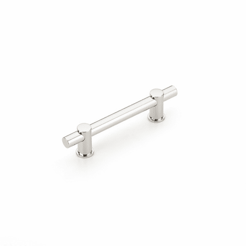 Schaub 424-PN Fonce' Bar Pull, 4" cc with Polished Nickel bar and Polished Nickel stems