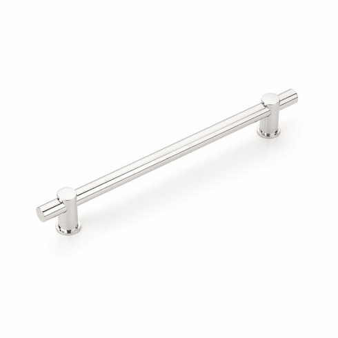 Schaub 428-PN Fonce' Bar Pull, 8" cc with Polished Nickel bar and Polished Nickel stems
