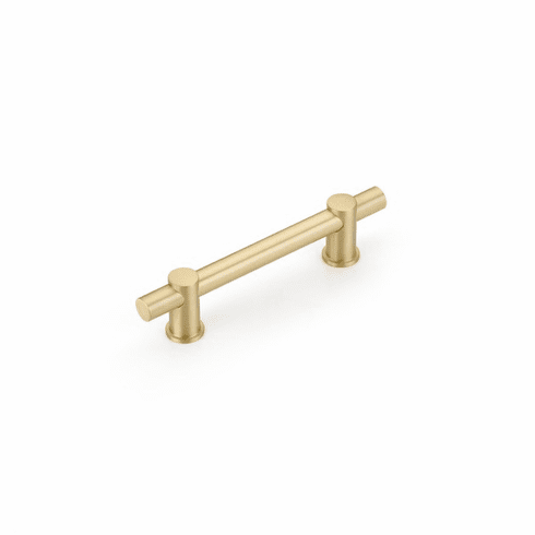 Schaub 424-SB Fonce' Bar Pull, 4" cc with Satin Brass bar and Satin Brass stems