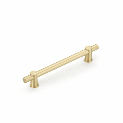 Schaub 426-SB Fonce' Bar Pull, 6" cc with Satin Brass Bar and Satin Brass stems