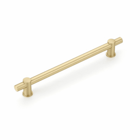 Schaub 428-SB Fonce' Bar Pull, 8" cc with Satin Brass bar and Satin Brass stems