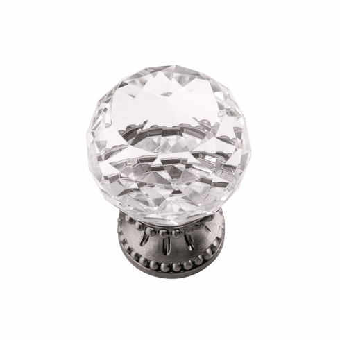 Belwith B074589-GLAN Chautauqua Knob, 1-3/8" Dia Glass w/Antique Nickel