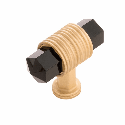 Belwith B076303GB-BGB Chrysalis T-Knob, 1-7/8" X 3/4" Brushed Golden Brass