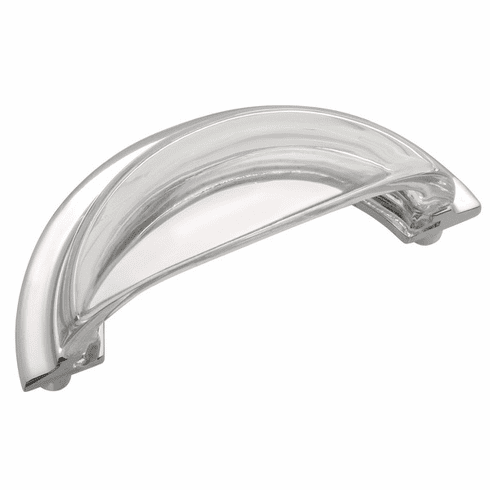Belwith B076574-GLCH Luster Cup Pull, 3" C/C Glass w/Chrome