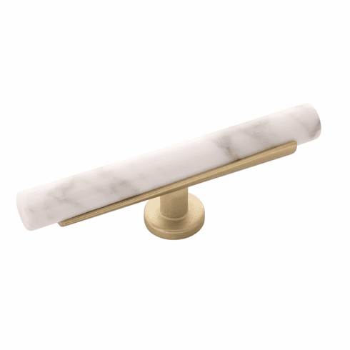 Belwith B077044MW-BGB Firenze T-Knob, 5" X 1" Brushed Golden Brass