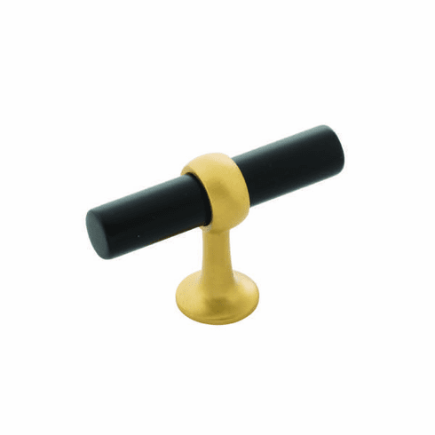 Belwith B077328-MBBGB Ostia T-Knob, 2-1/2" X 13/16" Matte Black w/Brushed Golden Brass